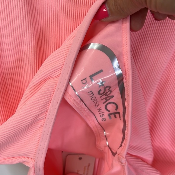 L*SPACE PINK RIBBED FLOAT ON ONE PIECE SWIM SUTE NWT SZ L - Picture 7 of 10